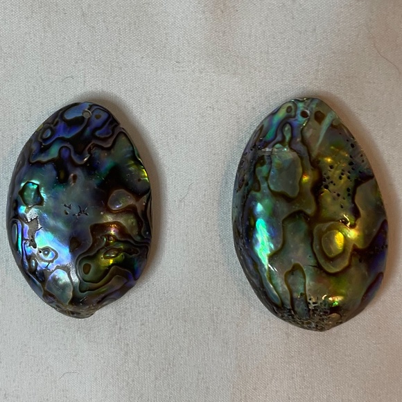 Gorgeous abalone shell blue turquoise shiny statement earrings! - Picture 2 of 7